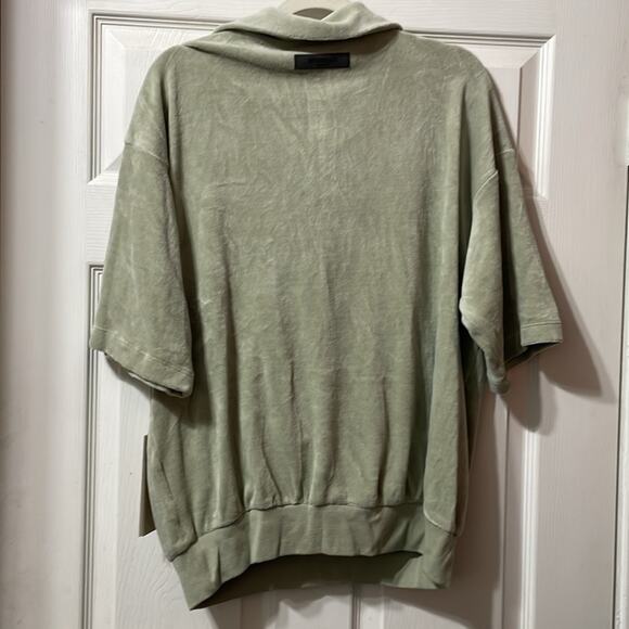 Fear of God Essentials Velour Short Sleeve Top Green Size Small New Y2K - Picture 3 of 5